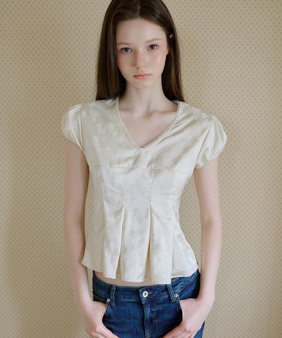 [Pre-order Open 04/28 10:00am] Hidden Flower Satin Blouse (Cream)