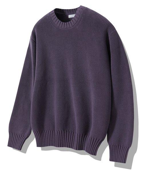 인텔리 코튼 크루넥 니트 퍼플 플럼 퍼플