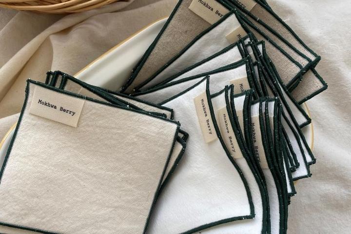 광목린넨무지 패브릭 티코스터 컵받침 3color