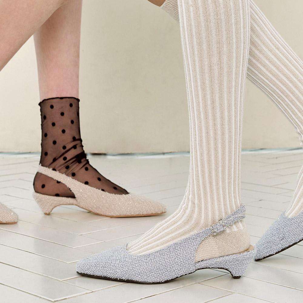 Selena Glittered Tweed Low Heel_H3012(5Colors)