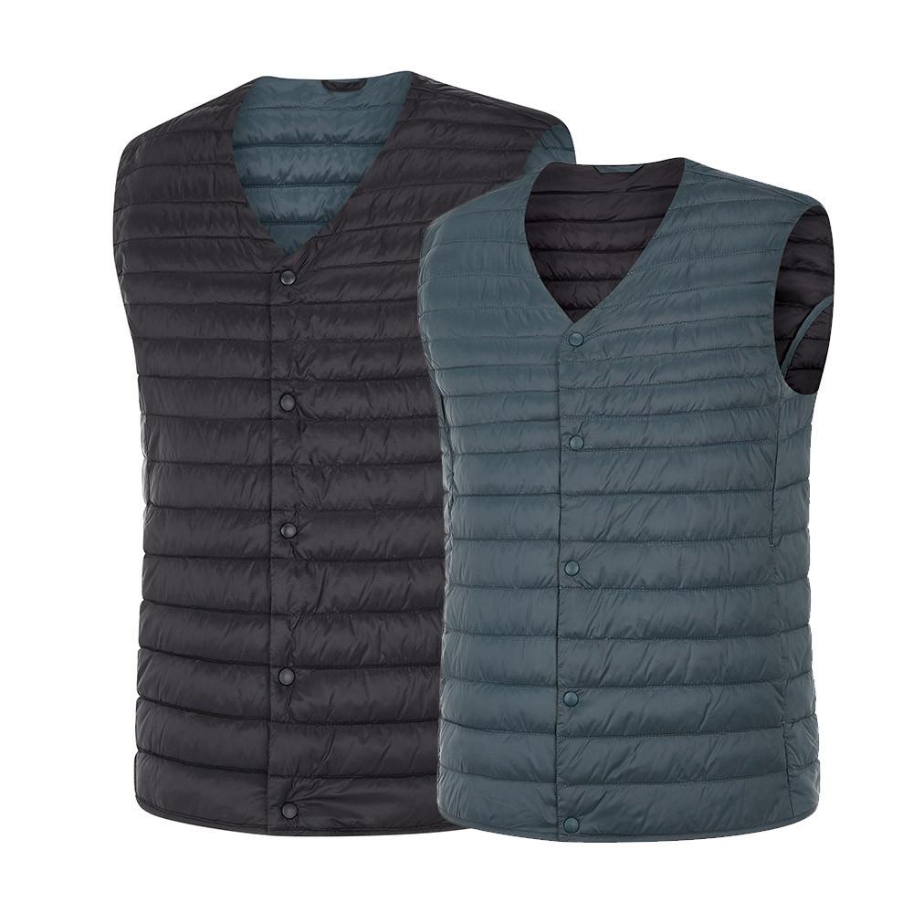 콜핑 남자 경량 웰론 등산 패딩 조끼 브이넥 베이직 볼드원