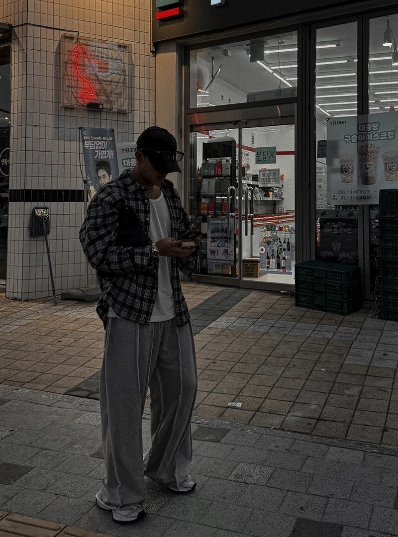 크론 오버핏 체크 셔츠