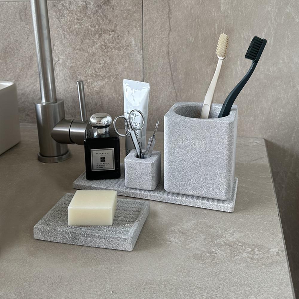 프리미엄 규조토 세라믹 칫솔통 칫솔꽂이 사각욕실용품 기본세트
