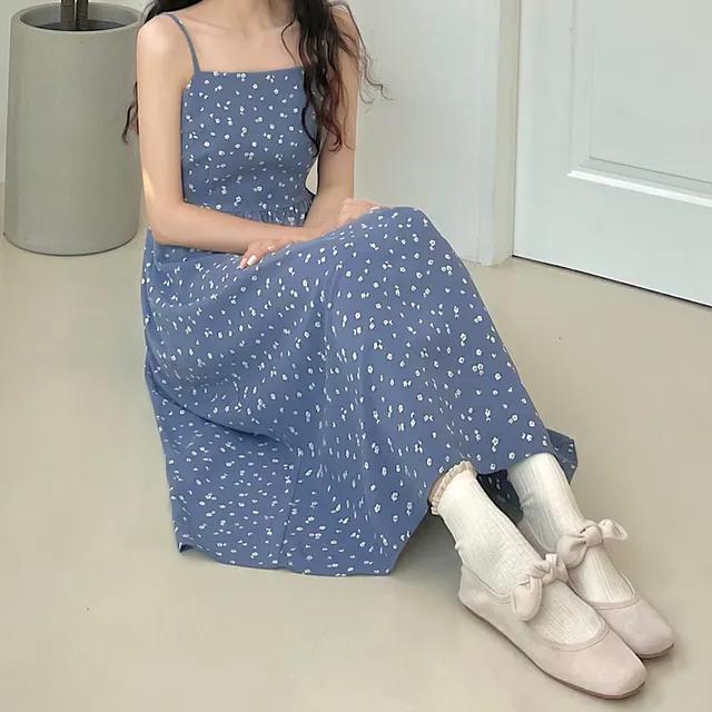 /최저가/ (러블리) 썸머 플라워 뷔스티에 롱원피스 2color