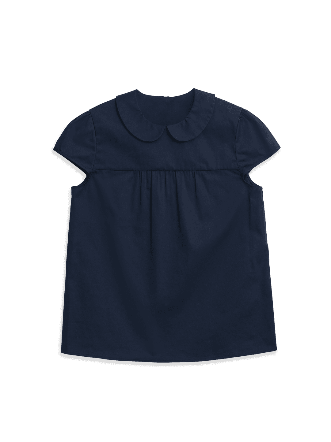 SHIRRING CAP SLEEVE BLOUSE (NAVY)