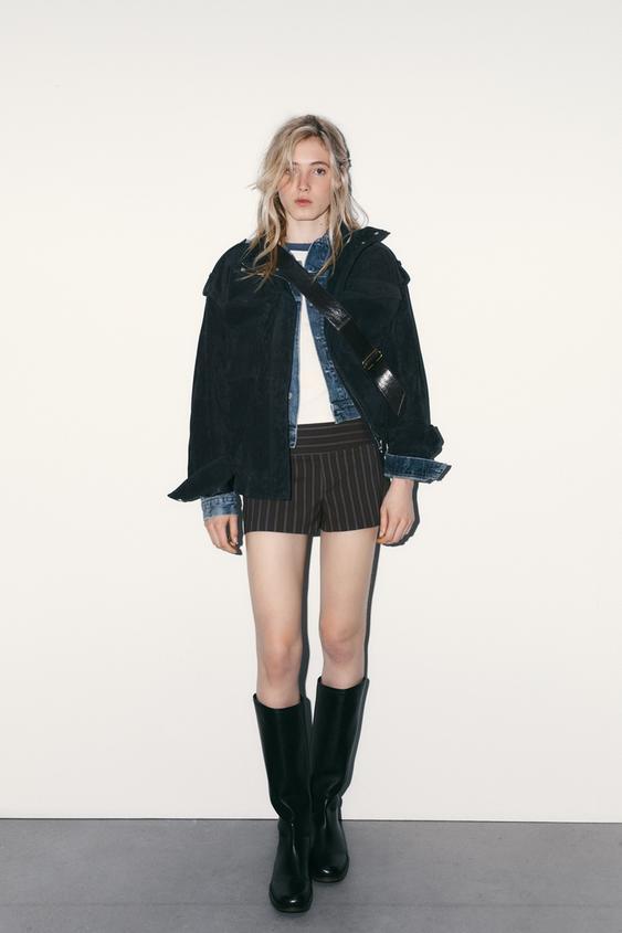 100% 스웨이드 레더 포켓 점퍼