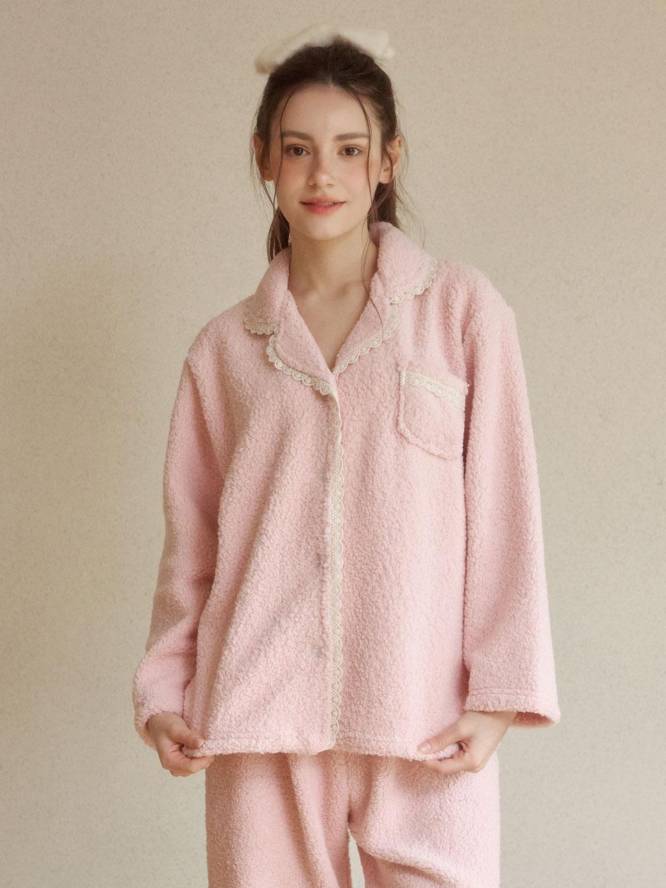 여성 조슈아 양털 긴소매 카라넥 투피스 잠옷(3C) 25-05532