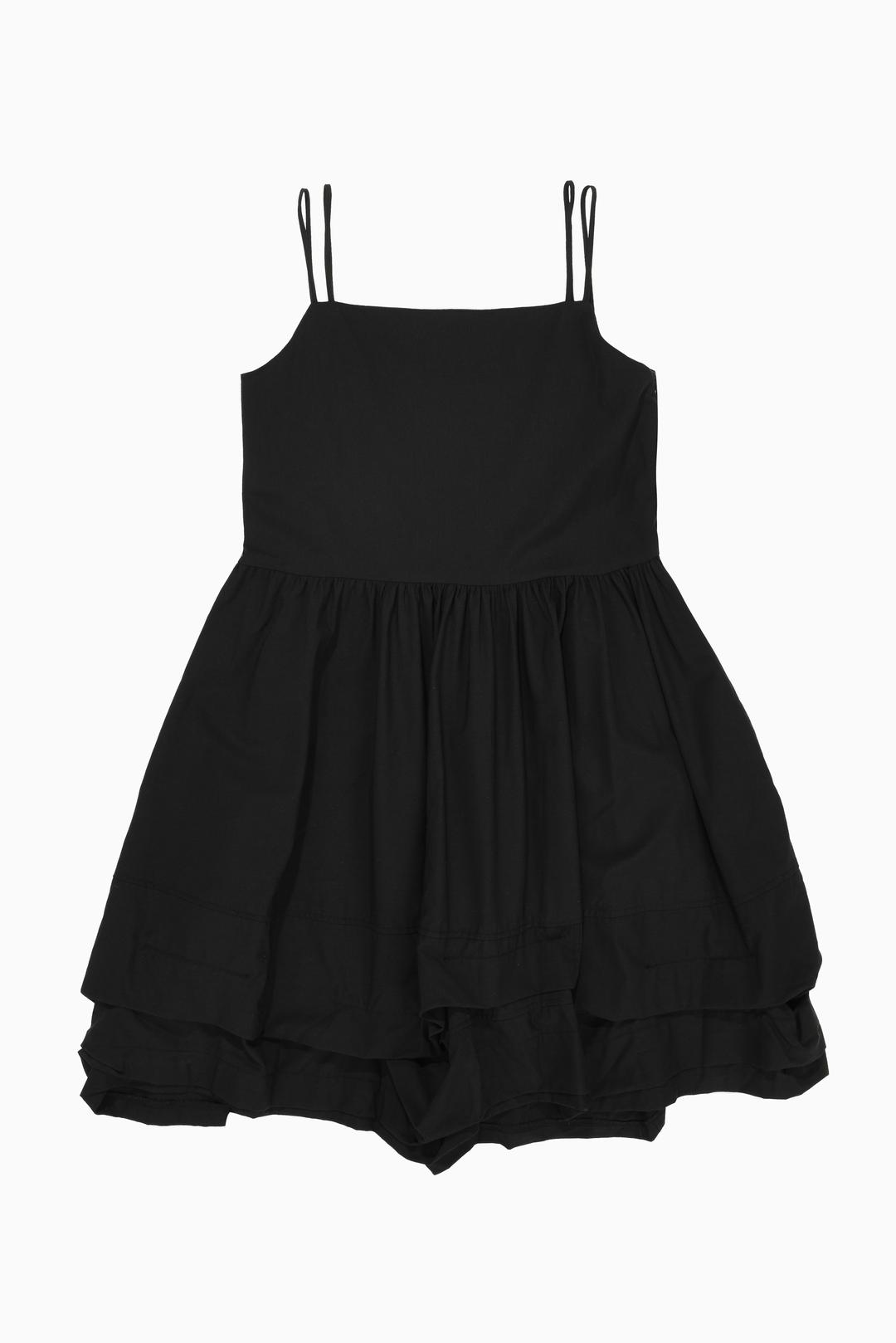 BALLOON STRAP DRESS, BLACK