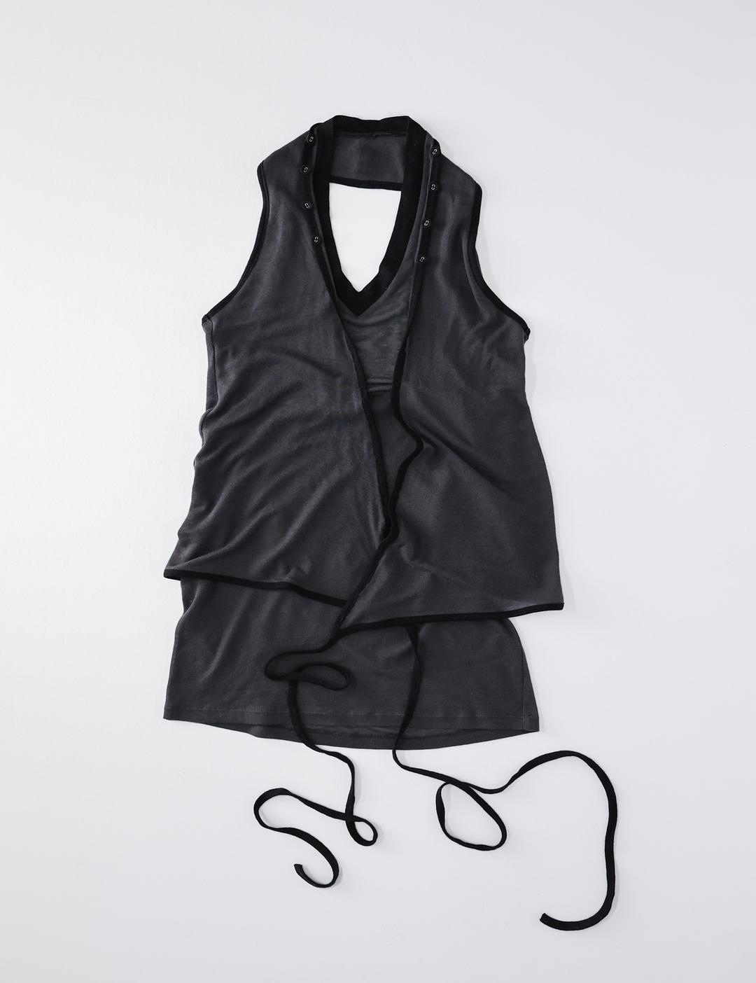Halter wrap sleeveless (charcoal)