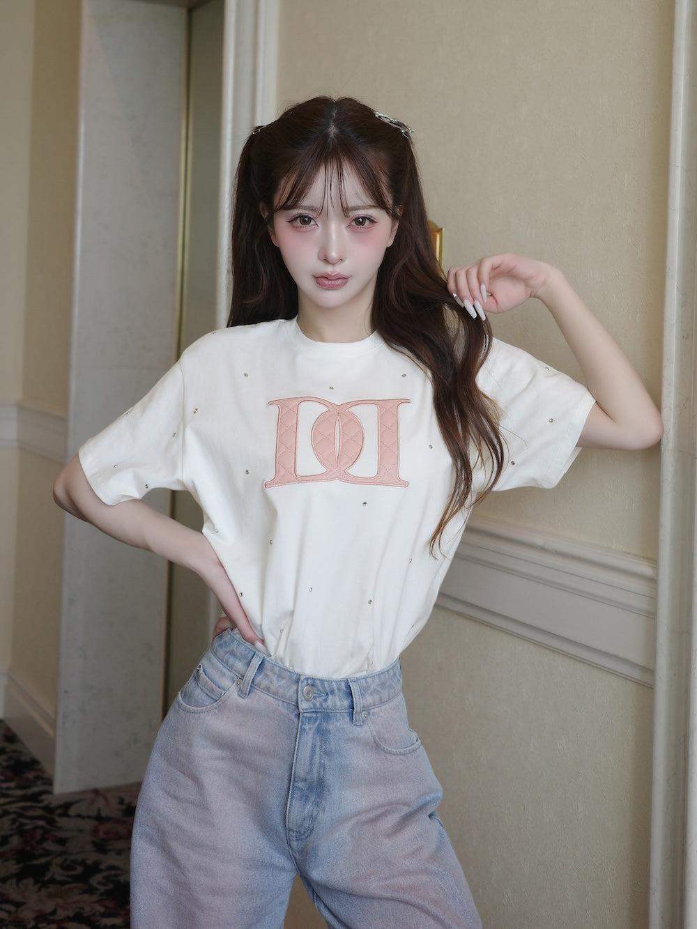 キルティングアップリケビジューTシャツ