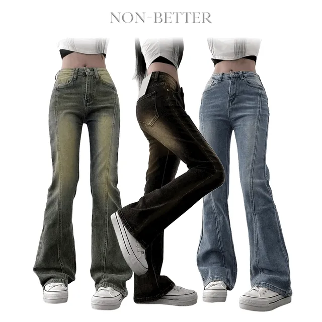 *[숏,롱ver선택/S~XL]* Cut line wide bootcut denim [ 절개라인 와이드 부츠컷 데님 팬츠 ]