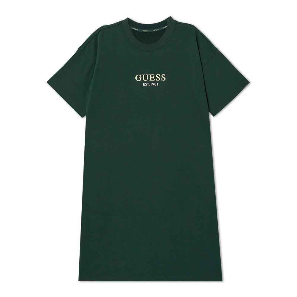 스트레이트 핏 반팔원피스 - 다크그린