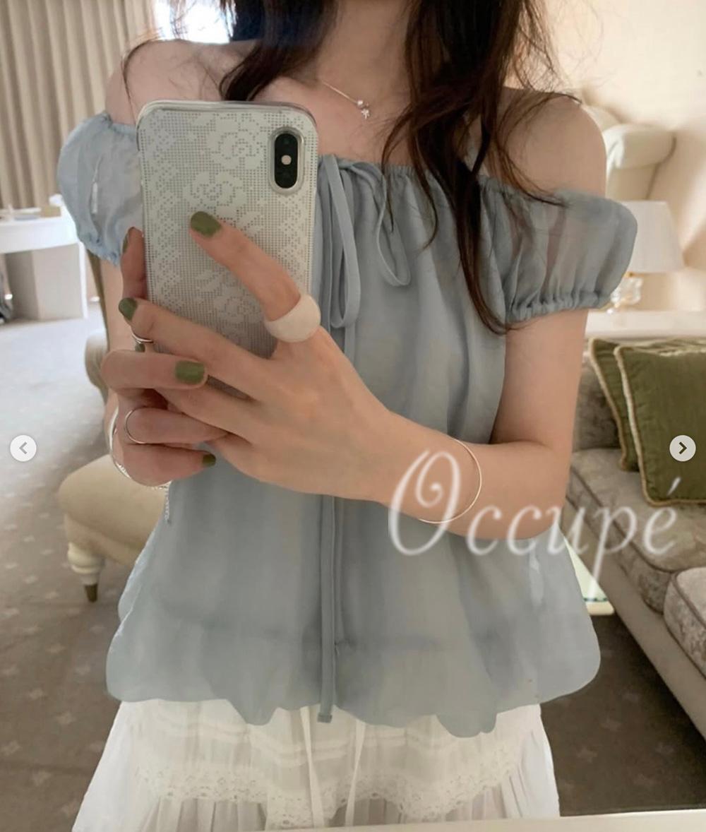 오큐페 pyt 프리티영띵 모앳 블라우스 (2col) 프영띵 오프숄더 리본블라우스