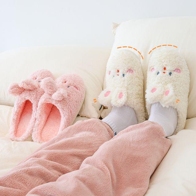 [특가/1+1] 여성슬리퍼 발편한 귀여운 캐릭터 털 토끼슬리퍼 겨울슬리퍼 보들보들 털슬리퍼 캐릭터슬리퍼 층간소음방지