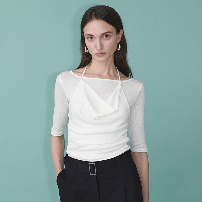 Cowl Halter Layered Jersey Top SW5ME242_3color