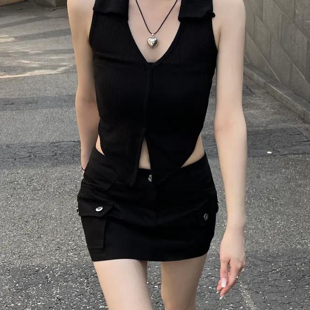 [당일출고/재진행/3color] 홀터 슬릿 슬리브리스