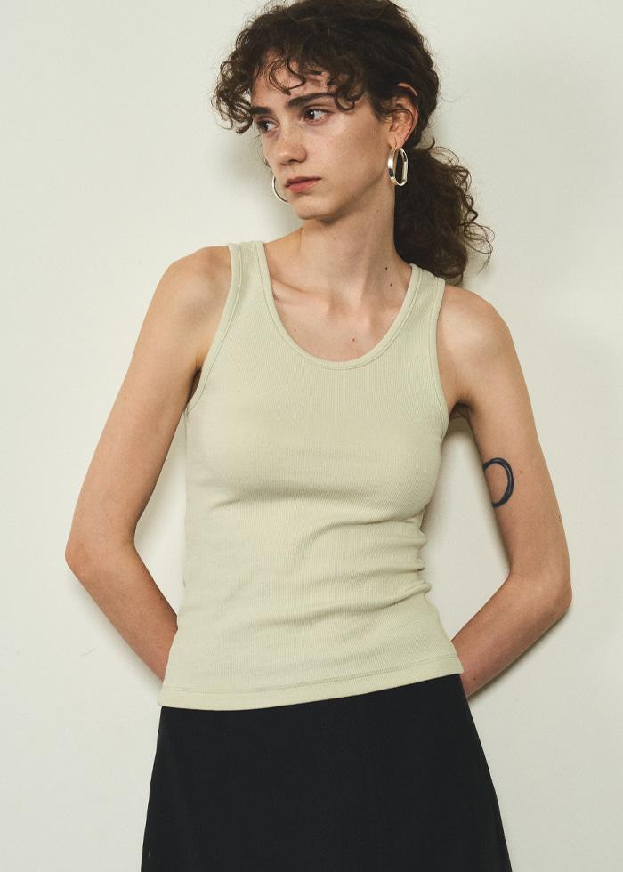 Contrast Stich Sleeveless_CTT328(Light Khaki)