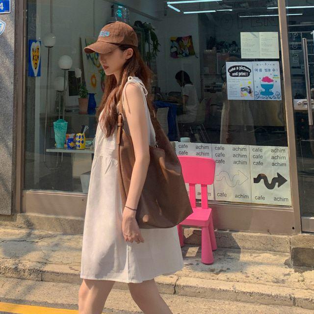 [빈티지ღ무광레더] 벨크로 보부상 포켓 내장 노트북 백 라운드 스퀘어 통숄 빅 데일리백 벨트 숄더백 수납 인조 가죽 가방 대학생 아이보리 카멜 밤색 블랙