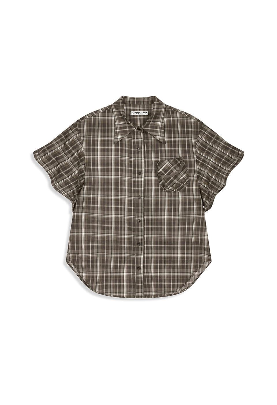 WIRE-CUFF CHECK SHIRT, BROWN