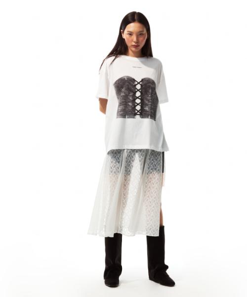 LACE GORED SKIRT (WHITE)