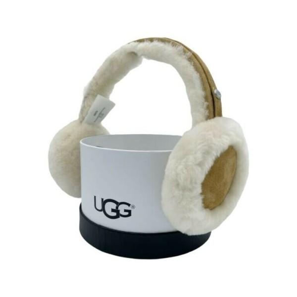 Womens UGG Australia Center Strip Shearling Sheepskin Earmuffs Chestnut $85