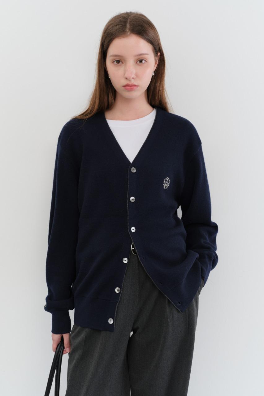 UNISEX ESSENTIAL LOGO KNIT CARDIGAN NAVY