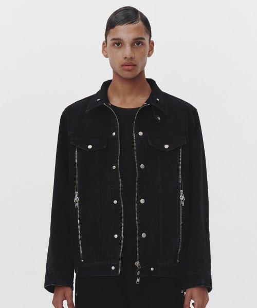 TWISTED ZIPPER TRUCKER JACKET BLACK