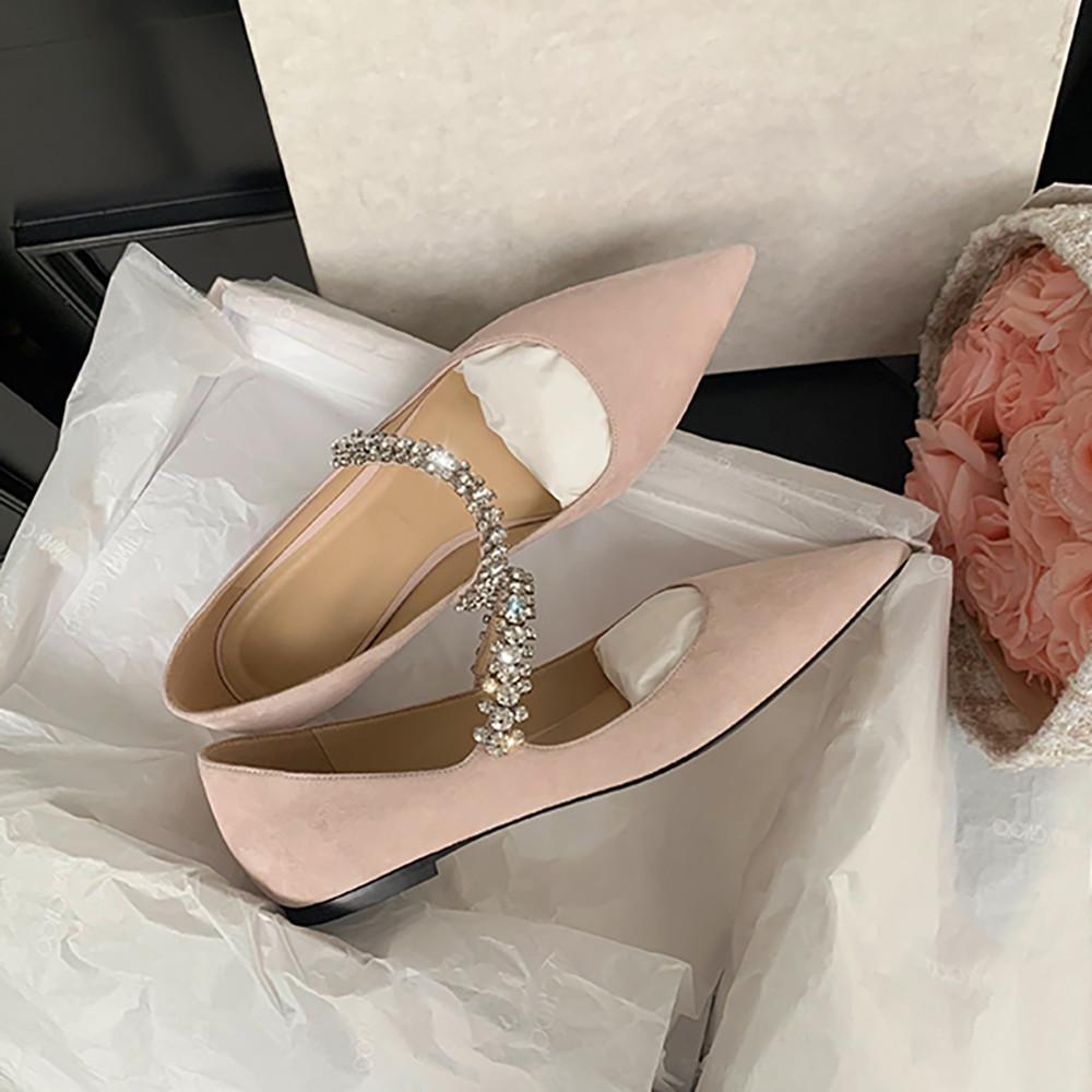 200 - 265 mm (7CM/플랫) 베일리 크리스탈 큐빅 스틸레토 플랫슈즈 미들힐