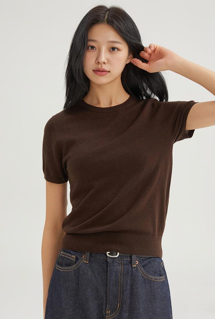 [메리노울블렌드] 여성 라운드넥 반팔 니트_SPKWG23WS1