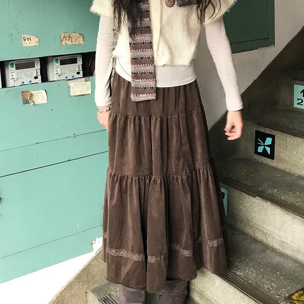 세키 벨벳 롱 스커트 ( seki velvet long skirt )