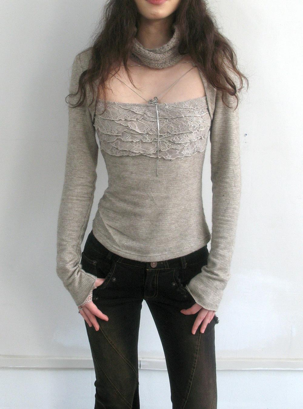 Soft Layered Lace Knit Top