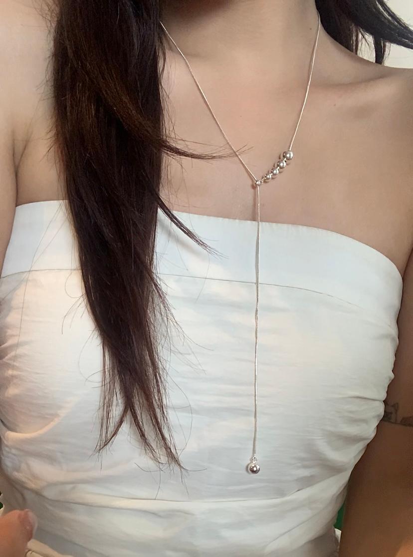 (silver925) Slide drop ball necklace