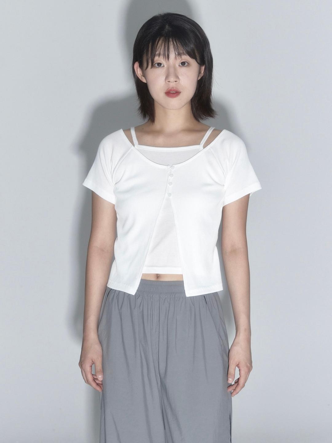 슬리브리스 레이어드 탑, 화이트 (8/21~)