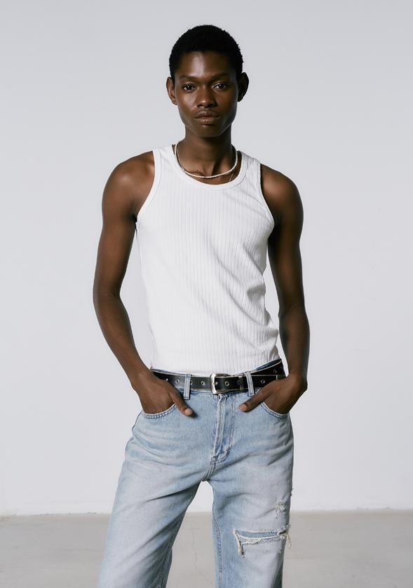 (세비지) Ribbed Sleeveless Top - Off White