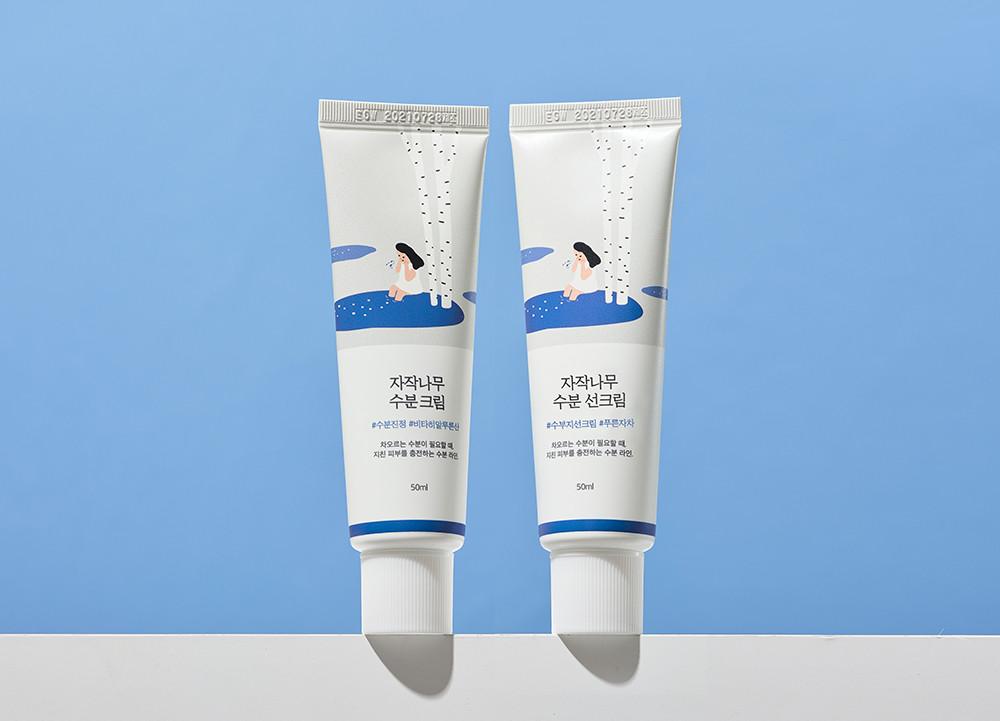 [단독]라운드랩 자작나무 수분 크림 50ml X 수분 선크림 50ml (SPF 50+,PA++++) 2종 세트