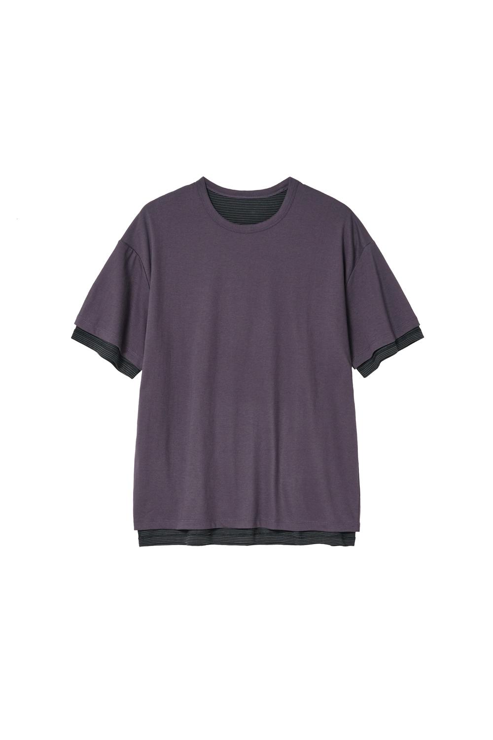 Two Face Stripe Tee 1/2 Purple Charcoal (Restock)