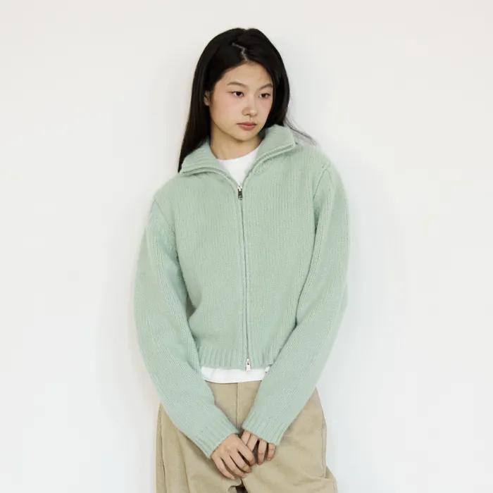 RWS Merino & Alpaca Volume-Sleeve Two-Way Zip Cardigan_Sage Mint