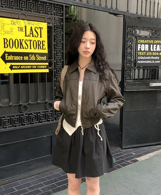 니어웨어 [봄신상🌸] 라톤 투웨이 레더 자켓 (3color)