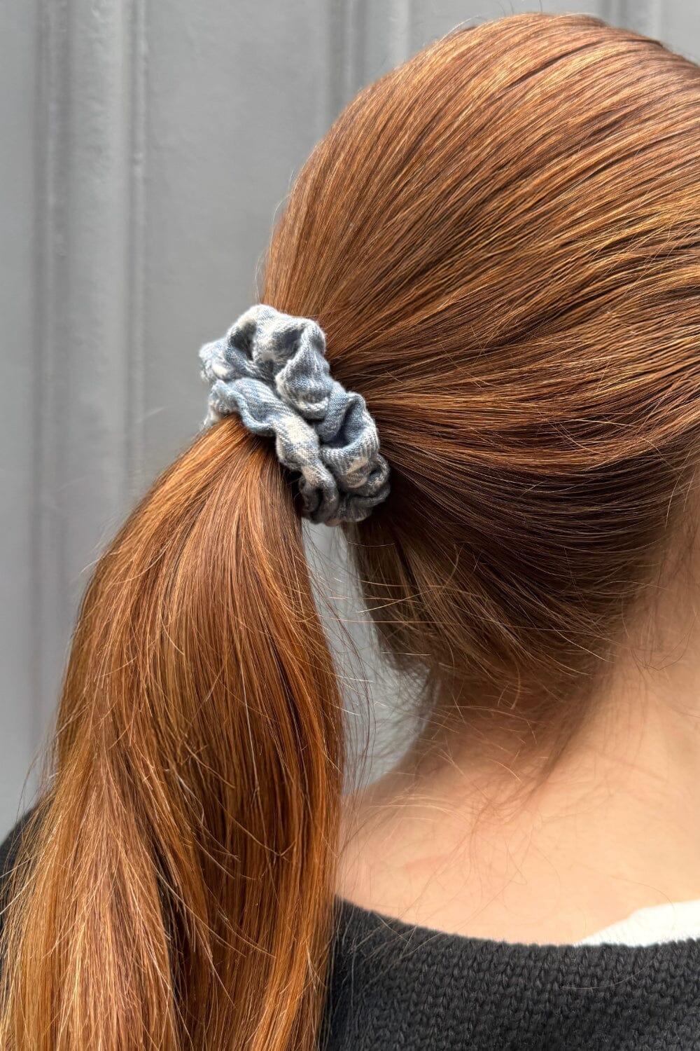 Plaid Scrunchie - Sky Blue And White Plaid