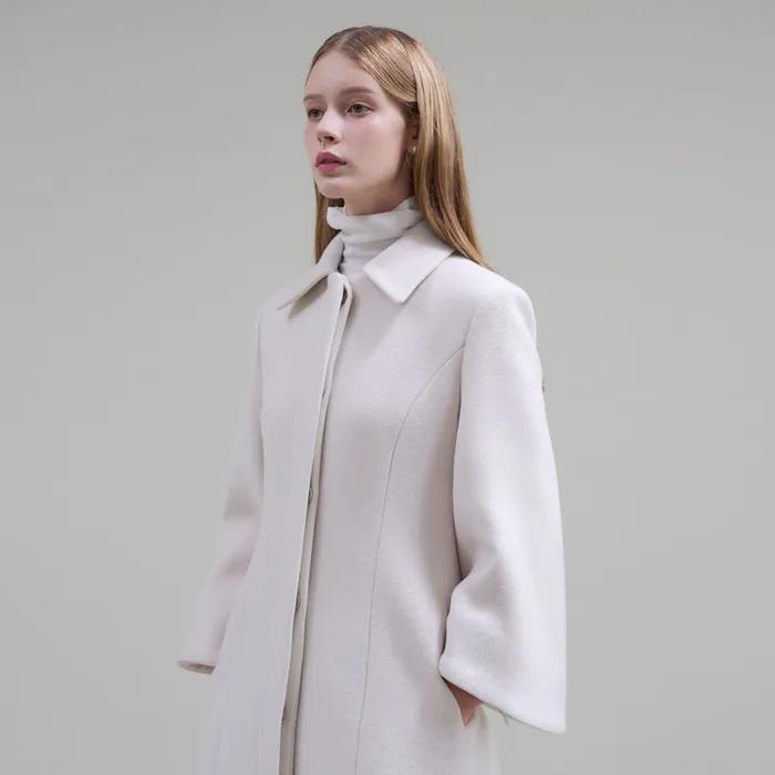 Grace wool flare long coat [Soft ivory]