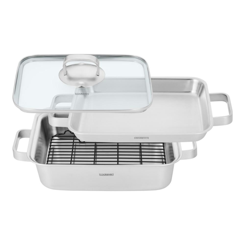 더블 그릴팬 풀세트 (바디+커버+와이어랙+유리커버)