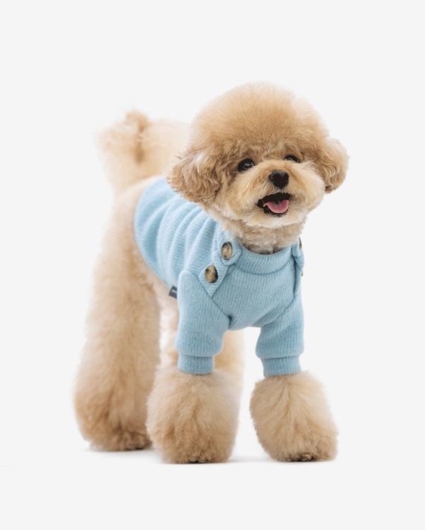 말랑먼트 마카롱 단추 니트 l 블루