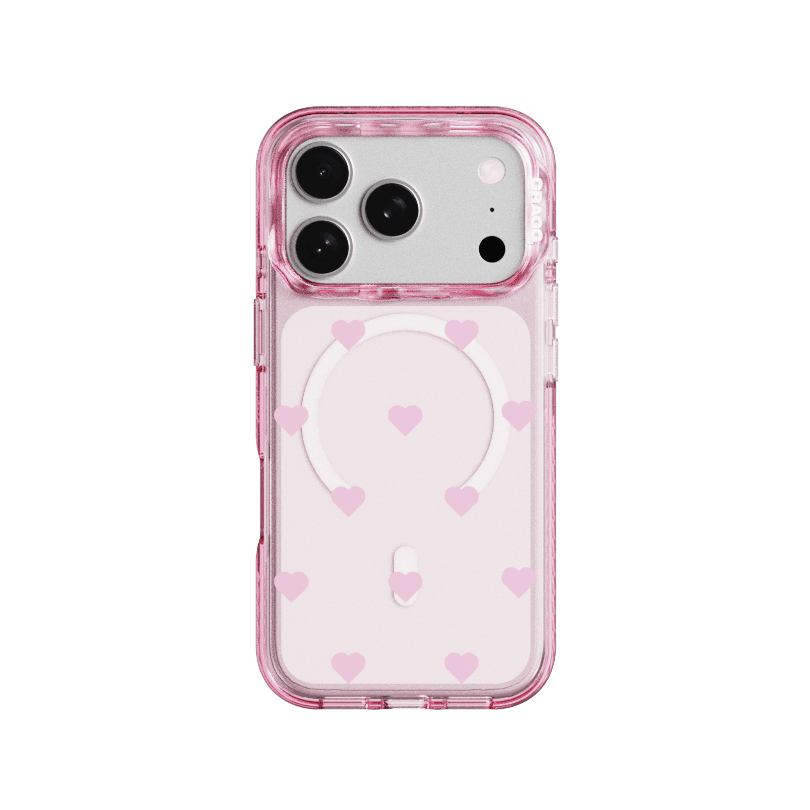 MAGSAFE LAYERS FRAME CASE CLEAR PINK - HEART DOT