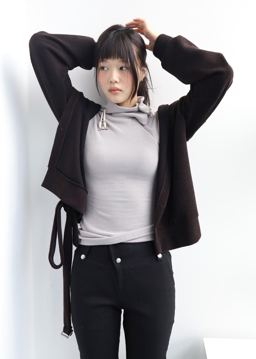 hn zipper tee (gray beige)