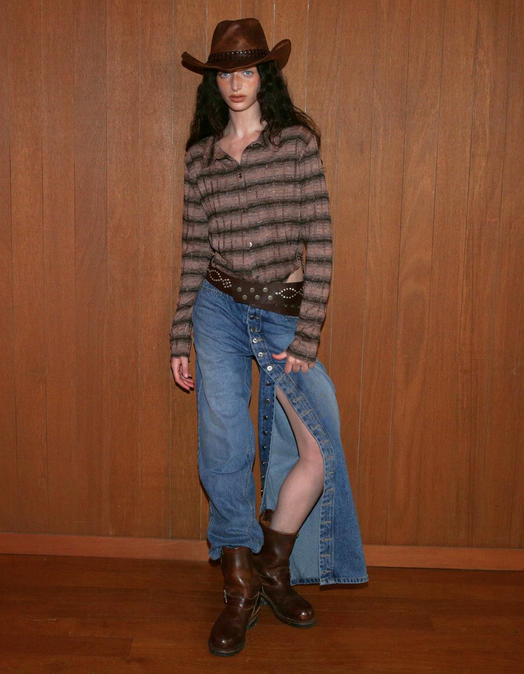 LONG BUTTON FLY JEANS, BLUE