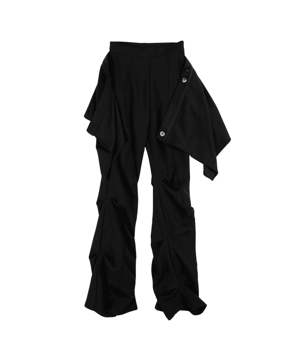 Wrap Over Tuck Pants / Black