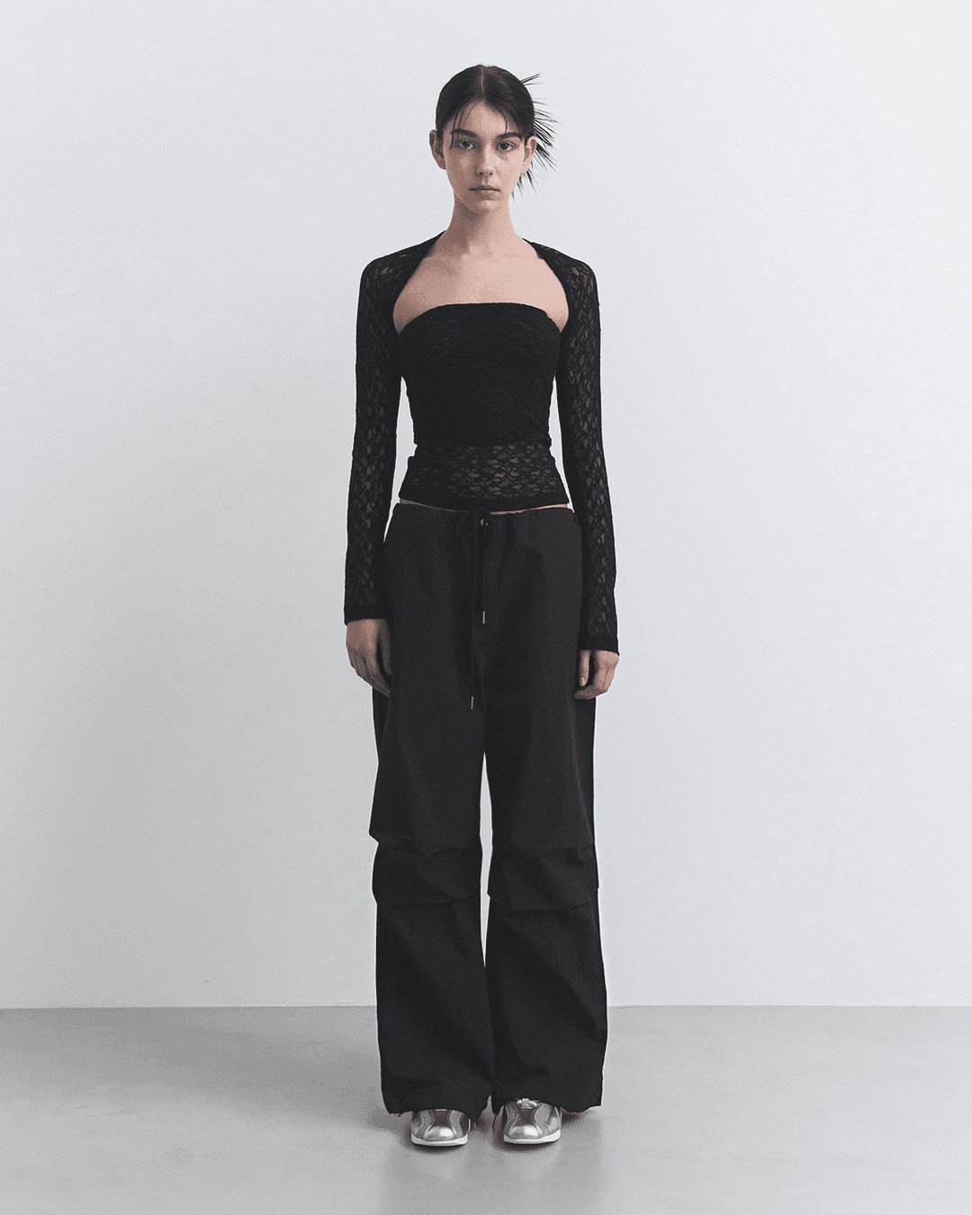 TUCK WIDE PANTS, BLACK