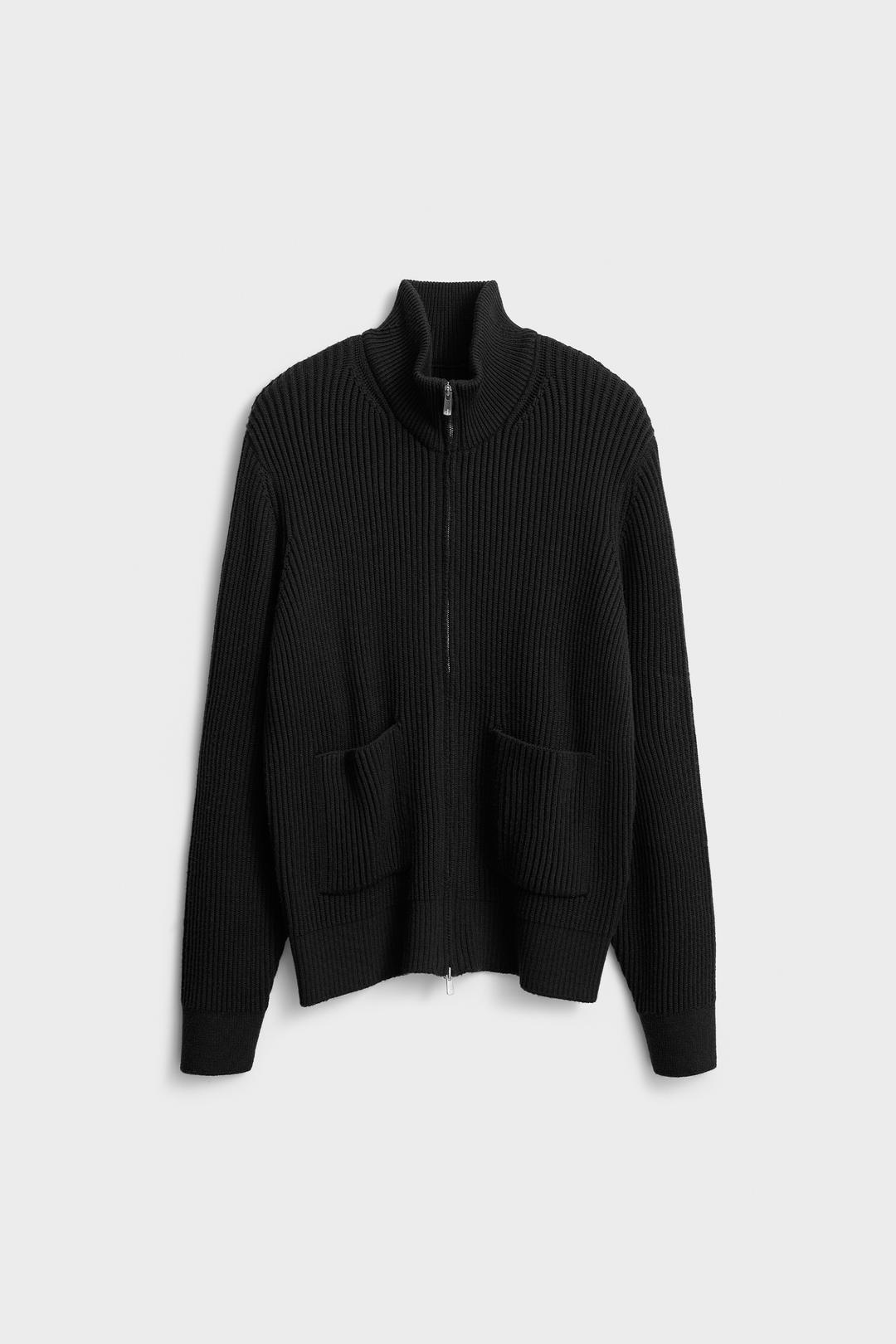 울 집업 니트_블랙