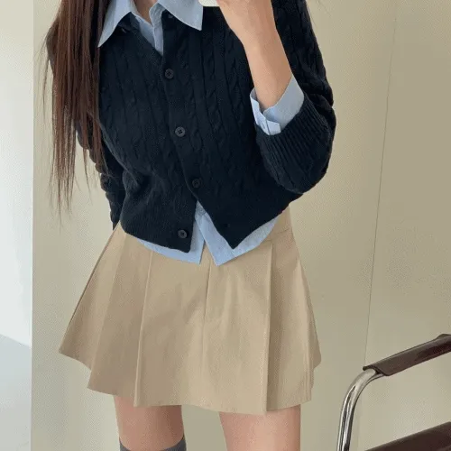 [주문폭주💙] 줄라이 케이블 니트 크롭 가디건 (5color)