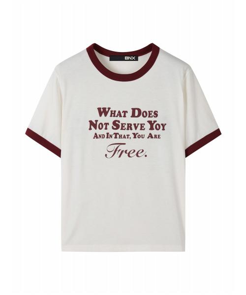 프리 레터링 라인 배색 반팔 티셔츠 (BW2TS035L0)